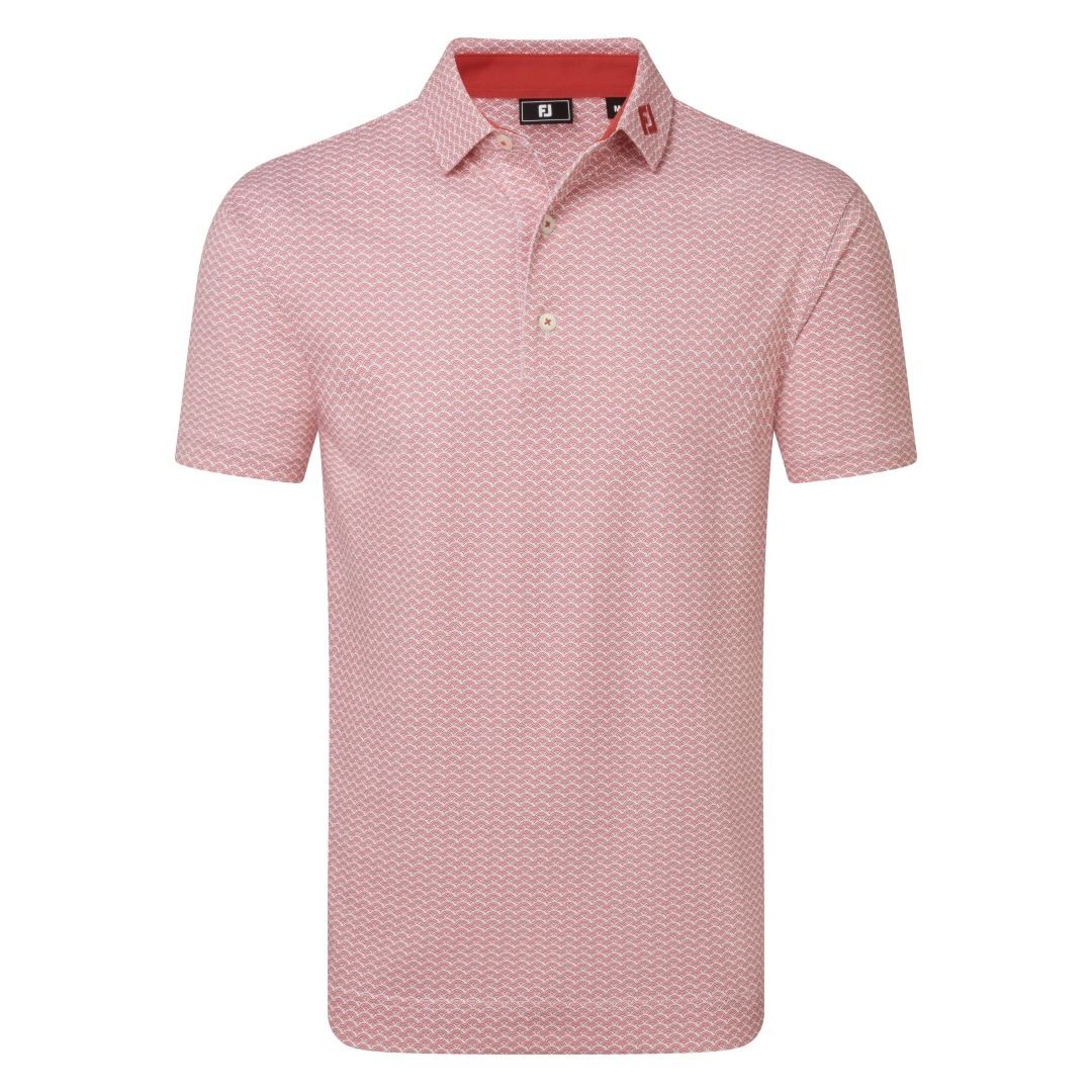 FootJoy Scallop Geo Print Pique - Nantucket Red