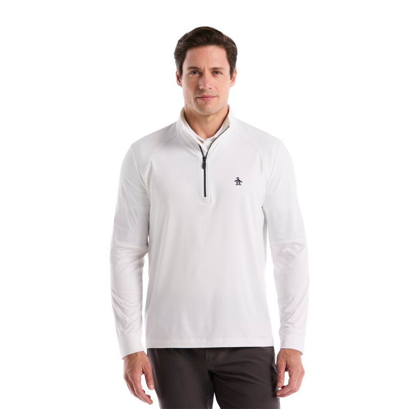 Original Penguin Ls Mixed Media 1/4 Zip Pullover - Bright White