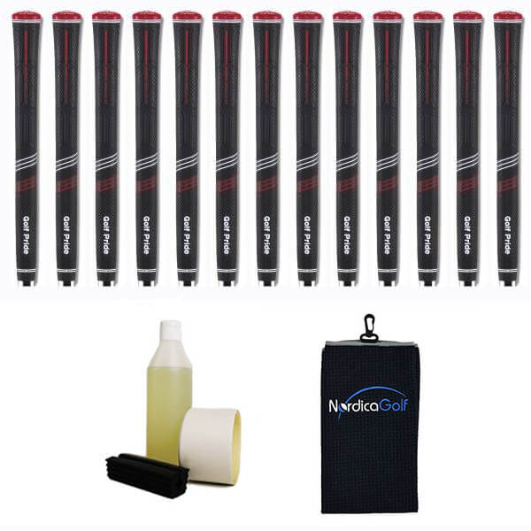Golf Pride CP2 Pro Black - kit de 13 grips, caoutchouc pour étau, solvant, adhésif et serviette.