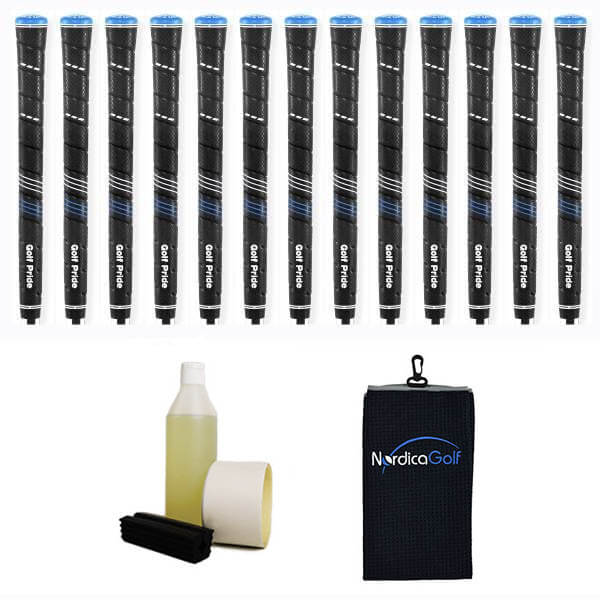 Golf Pride CP2 Wrap Jumbo Black - kit de 13 grips, caoutchouc pour étau, solvant, adhésif et serviette.