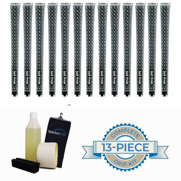 Golf Pride Z-Grip Black/White Cord - kit de 13 grips, caoutchouc pour étau, solvant, adhésif et serviette.