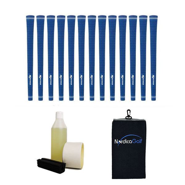 Karma Blue Velvet Ladies Undersize 0.560" - kit de 13 grips, caoutchouc pour étau, solvant, adhésif et serviette.