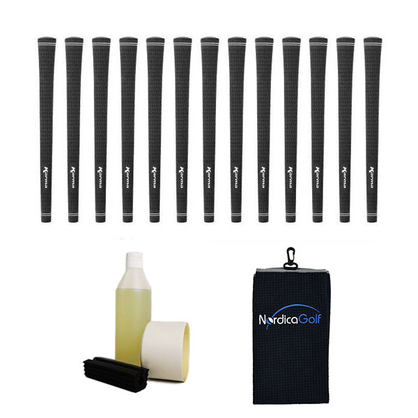 Karma Black Velvet Junior 0.540" - kit de 13 grips, caoutchouc pour étau, solvant, adhésif et serviette.