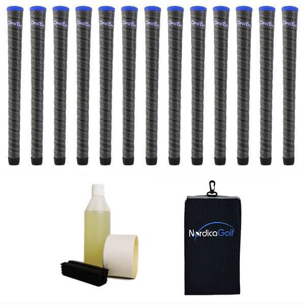 Winn DriTac Wrap Midsize Black - kit de 13 grips, caoutchouc pour étau, solvant, adhésif et serviette.